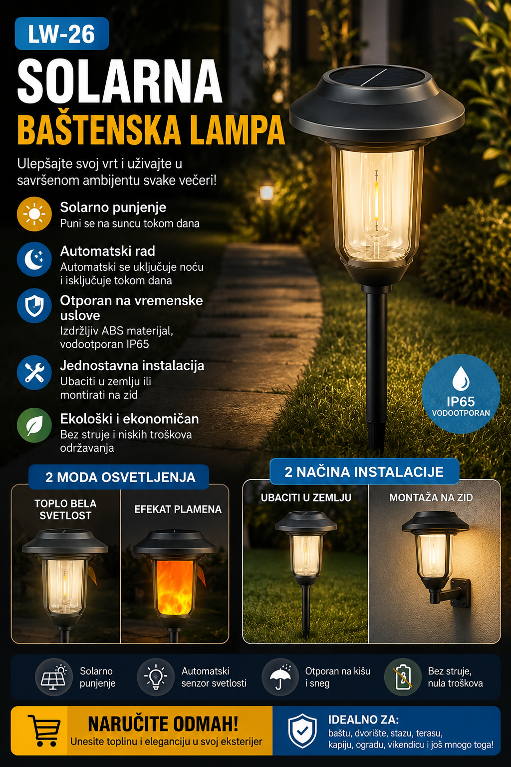 SOLARNA BAŠTENSKA LAMPA LW-26