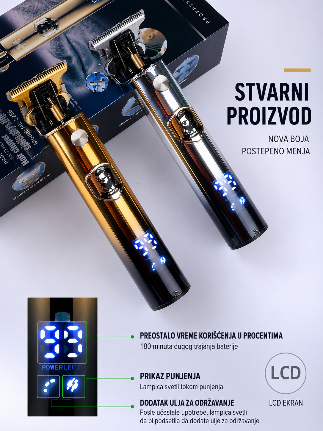 Profesionalni trimer za kosu i bradu sa LCD ekranom